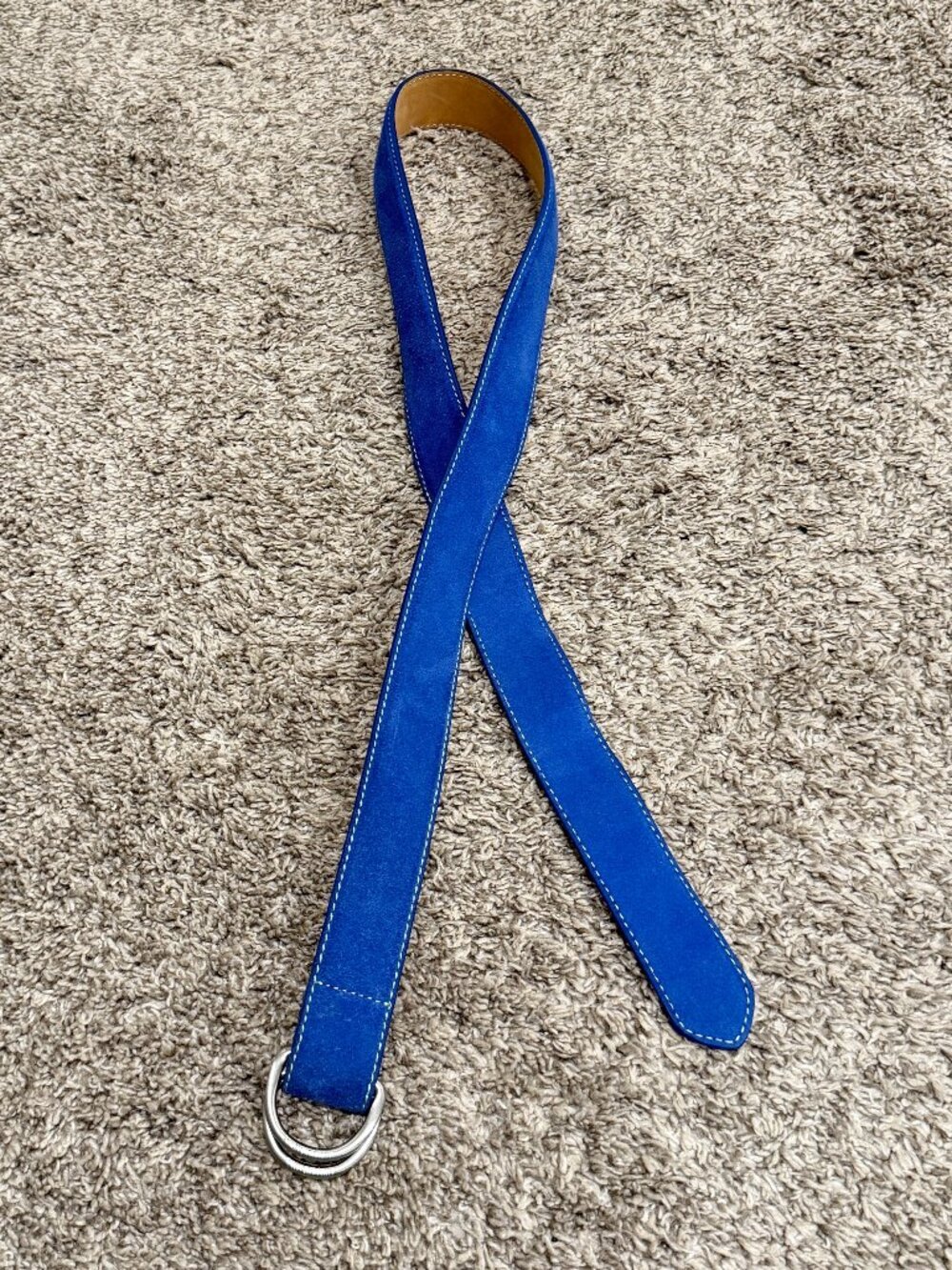 Vineyard Vines Genuine Leather Blue Suede D-RIng Belt Size Medium